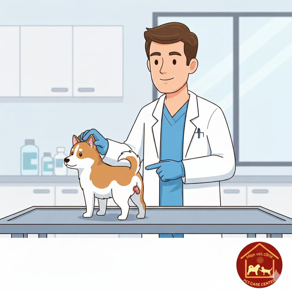 bác sĩ thú y điều trị sa trực tràng cho chó mèo
