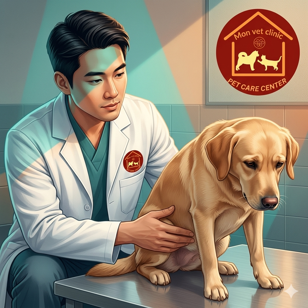 sỏi bàng quang chó mèo bác sĩ thú y kiểm tra tiểu khó